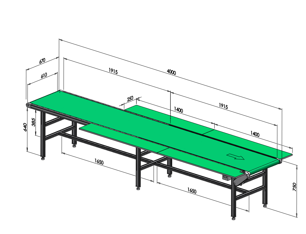4米皮帶輸送機兩側帶臺面